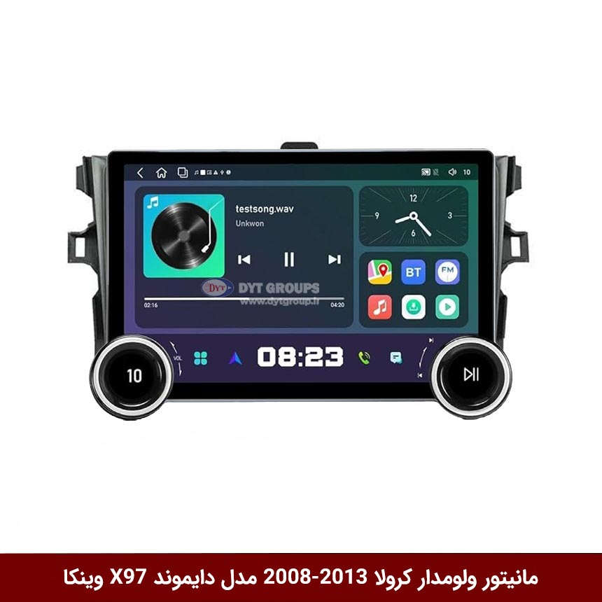 مانیتور ولوم‌دار تویوتا کرولا 2013-2008 برند دایموند 2K مدل X97 FLY وینکا - 9.7 اینچ